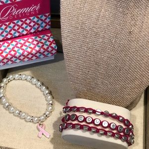 Premier Designs Breast Cancer Bracelet Lot